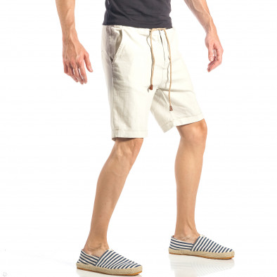 Мъжки бежови къси панталони от лен it040518-61 4