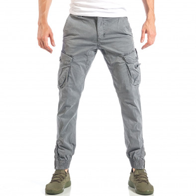 Сив мъжки карго панталон с раиран джоб it040518-29 2