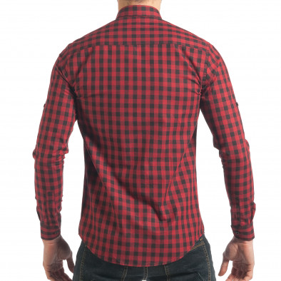 Мъжка тъмно червена риза на каре tsf220218-5 4