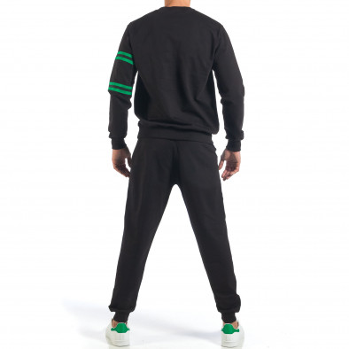 Мъжки черен спортен комплект със зелен кант отпред it260318-179 6
