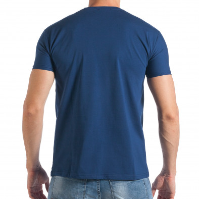 Мъжка синя тениска с надписи и йероглифи tsf290318-10 3