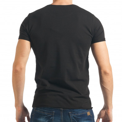 Мъжка черна тениска с череп от двуцветни камъни tsf020218-78 3