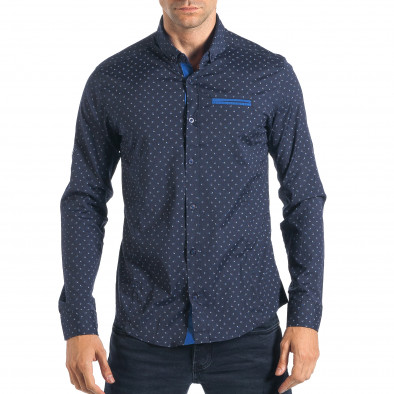 Мъжка синя риза с принт tsf270917-8 2