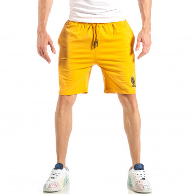 Мъжки жълти шорти със синьо лого it040518-47 2
