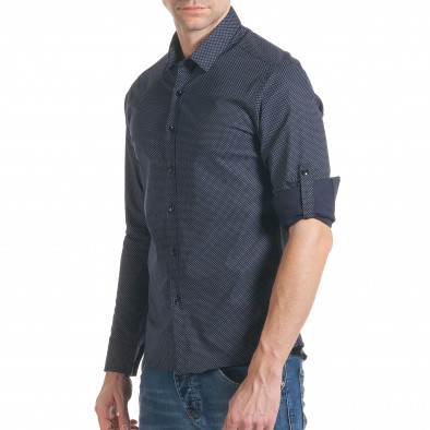 Мъжка синя риза с контрастен принт tsf070217-12 4
