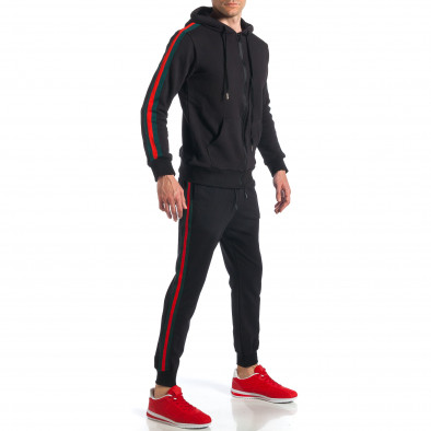 Мъжки черен спортен комплект с червено-зелен кант it110418-17 2
