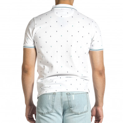 Мъжка бяла тениска пике с палми it150521-15 3
