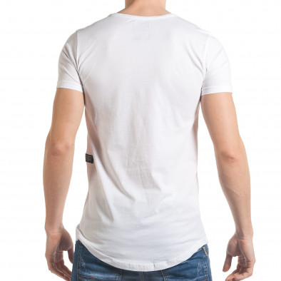 Мъжка бяла тениска с релефен череп и звезди tsf060217-50 3