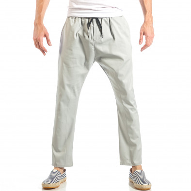 Мъжки свободен панталон в сиво с ластик it040518-18 2
