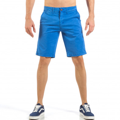 Мъжки сини къси панталони с италиански джобове it260318-133 2
