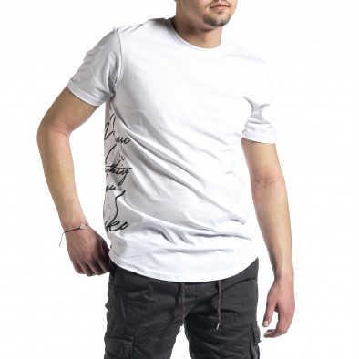 Мъжка бяла тениска страничен принт tr270221-51 2