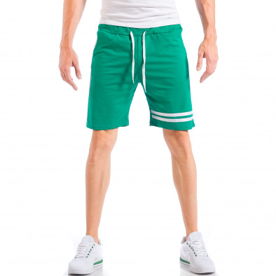 Зелени мъжки шорти с хоризонтални и вертикални ленти it050618-34 3