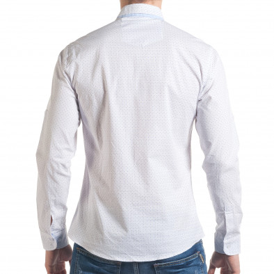 Мъжка бяла риза с черни и сини плюсчета tsf070217-5 3