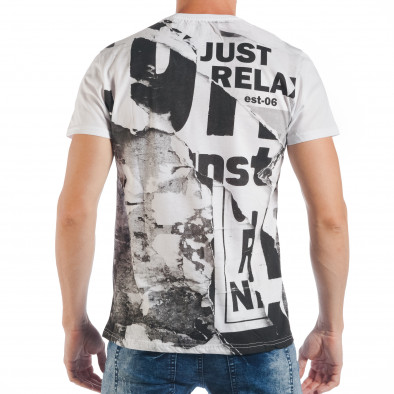 Мъжка бяла тениска с надпис Just Relax tsf250518-24 3