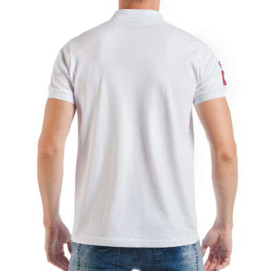 Мъжка тениска пике в бяло с номер 2 tsf250518-40 3