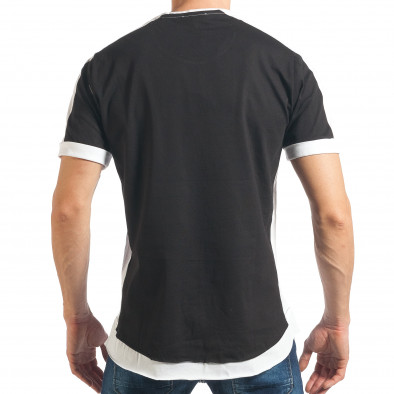 Мъжка черна тениска обкантена с бяло tsf020218-32 3