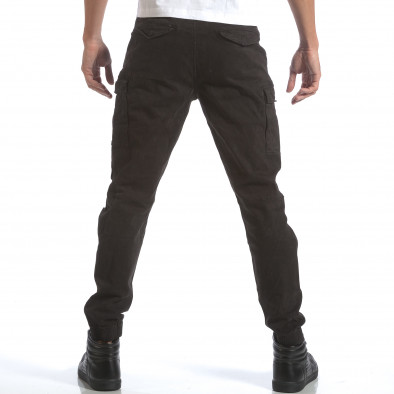 Мъжки черен панталон с карго джобове и връзки на кръста it160817-30 3