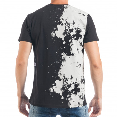 Черна мъжка тениска с бял принт 00:00 tsf250518-72 3