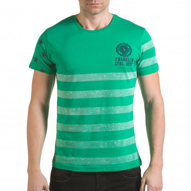 Мъжка зелена тениска с бели ленти il170216-11 2