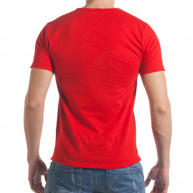 Мъжка червена тениска с остро деколте it030217-11 3