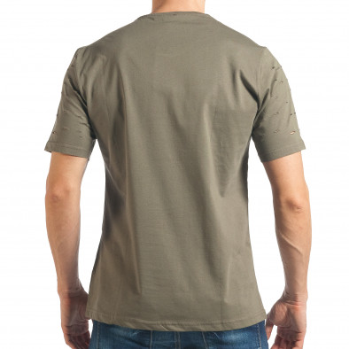 Мъжка зелена тениска с декоративни скъсвания tsf020218-29 3