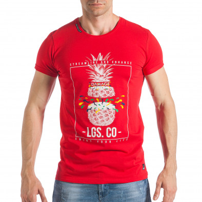 Мъжка червена тениска с разрязан ананас  tsf290318-22 2