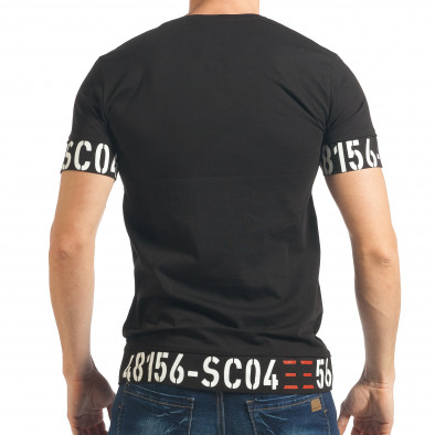 Мъжка черна Slim fit тениска с щамповани цифри tsf020218-16 3