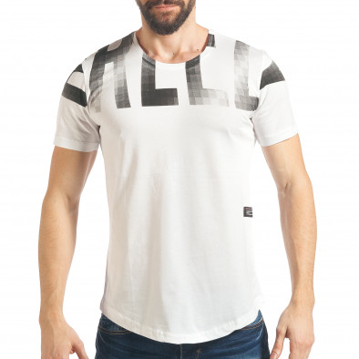 Мъжка бяла тениска с щампован надпис tsf020218-11 2