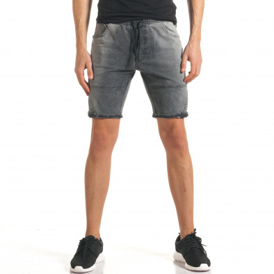 Мъжки сиви шорти с ефект на дънки с допълнителни шевове it140317-108 2