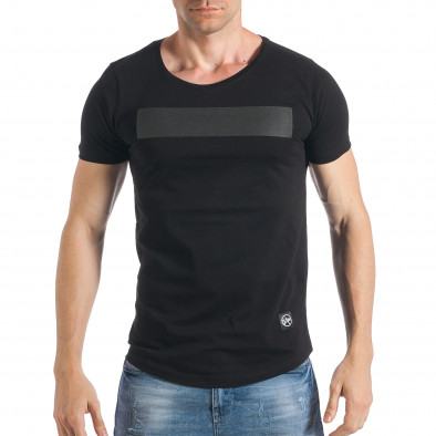 Мъжка черна тениска с гумиран надпис SAW tsf290318-31 2