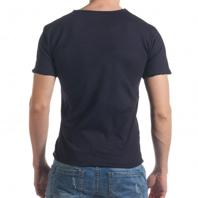 Мъжка тъмно синя тениска с обло деколте it030217-4 3