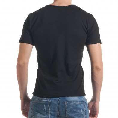 Мъжка черна тениска с остро деколте it030217-17 3