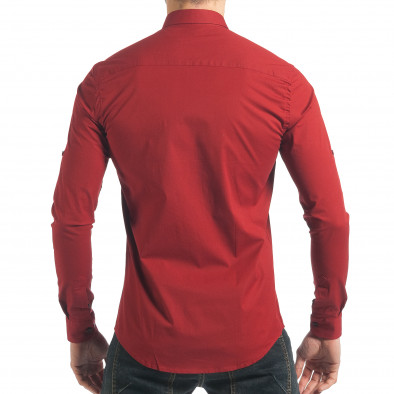 Мъжка тъмно червена Slim fit риза с карирано бие tsf220218-8 4