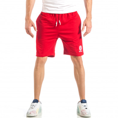 Мъжки червени шорти с бяло лого it040518-48 2
