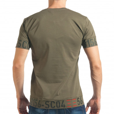 Мъжка зелена Slim fit тениска с щамповани цифри tsf020218-17 3