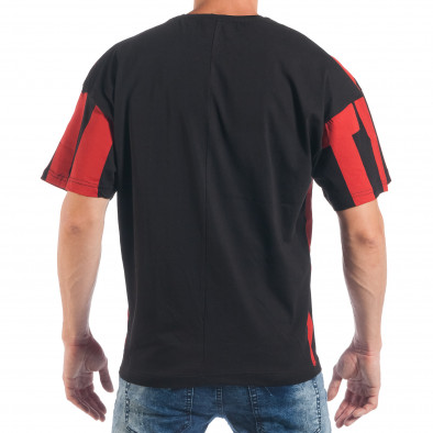 Мъжка червено-черна тениска със свободна кройка tsf250518-5 3