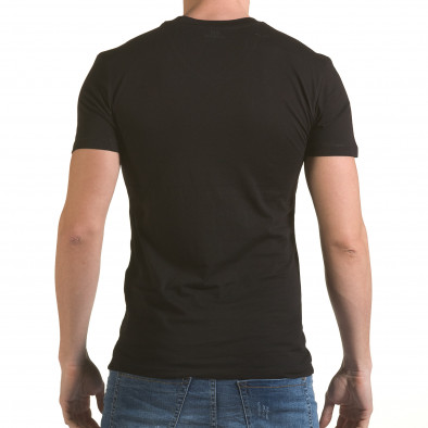 Мъжка черна тениска със сребристо-син принт il170216-42 3