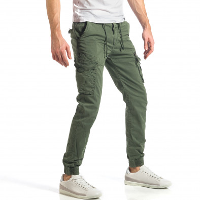 Мъжки зелен карго панталон с декоративен цип it290118-46 3