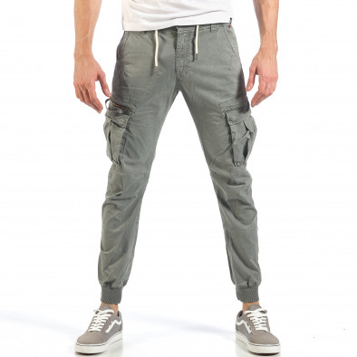 Мъжки сиви карго панталони с цип it260318-99 2