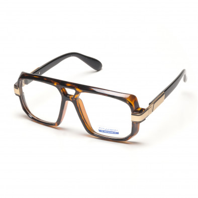 Кафяви слънчеви очила ретро с прозрачни стъкла it250418-31 2