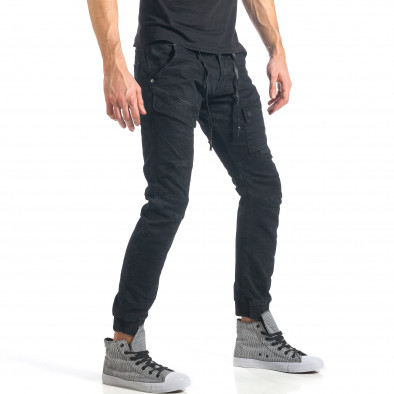 Мъжки черни дънки с допълнителни джобове it290118-41 4