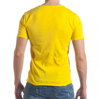 Мъжка жълта тениска с обло деколте it030217-7 3