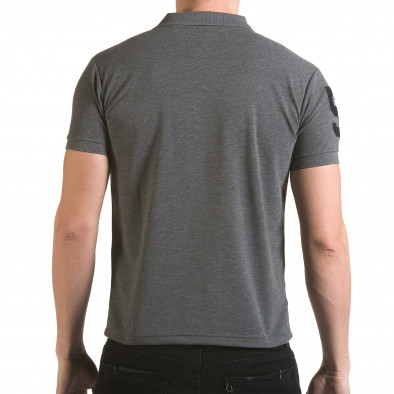 Мъжка сива тениска с яка с релефен надпис Super FRK il170216-23 3