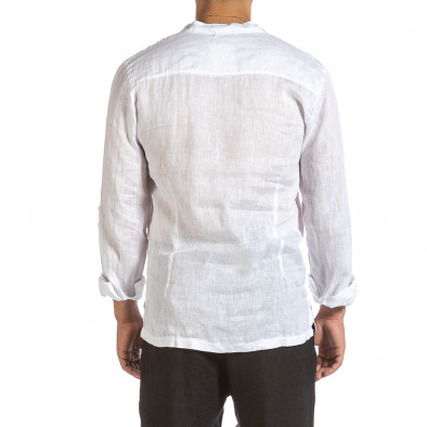 Ленена мъжка риза Rustic в бяло it240621-35 3