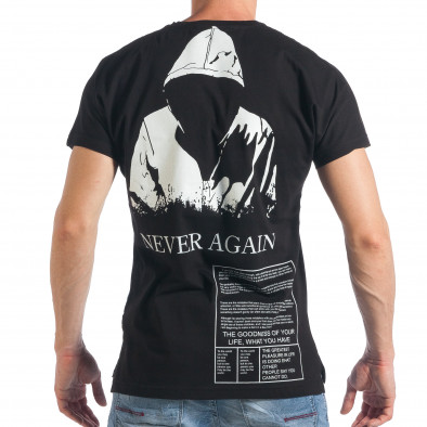 Мъжка черна тениска с надписи и списък Superiority tsf290318-57 3