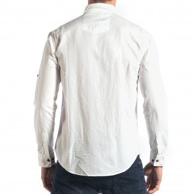 Мъжка бяла риза изчистен модел с монограм tsf270917-1 3