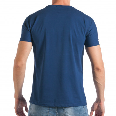 Синя мъжка тениска с голям цветен принт  tsf290318-3 3