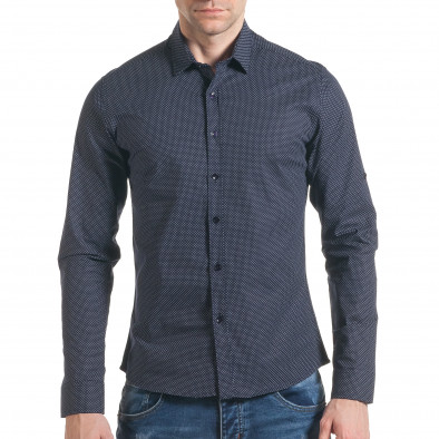 Мъжка синя риза с контрастен принт tsf070217-12 2