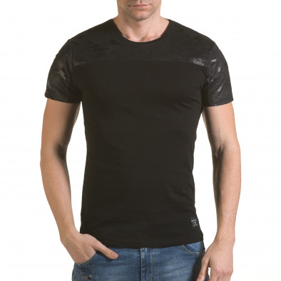 Мъжка черна тениска с камуфлажна част на раменете il170216-48 2