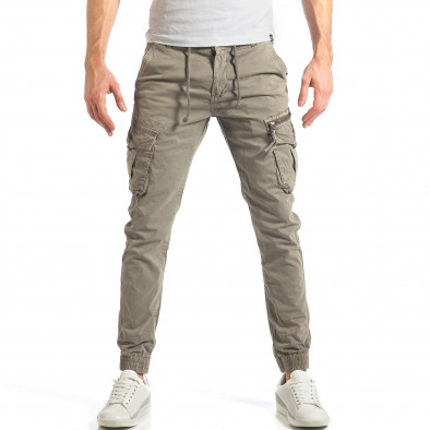 Мъжки бежов карго панталон с декоративен цип it290118-45 2